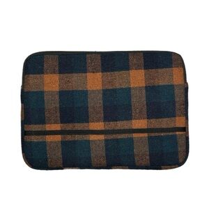 Plaid Laptop Sleeve in Teal & Brown